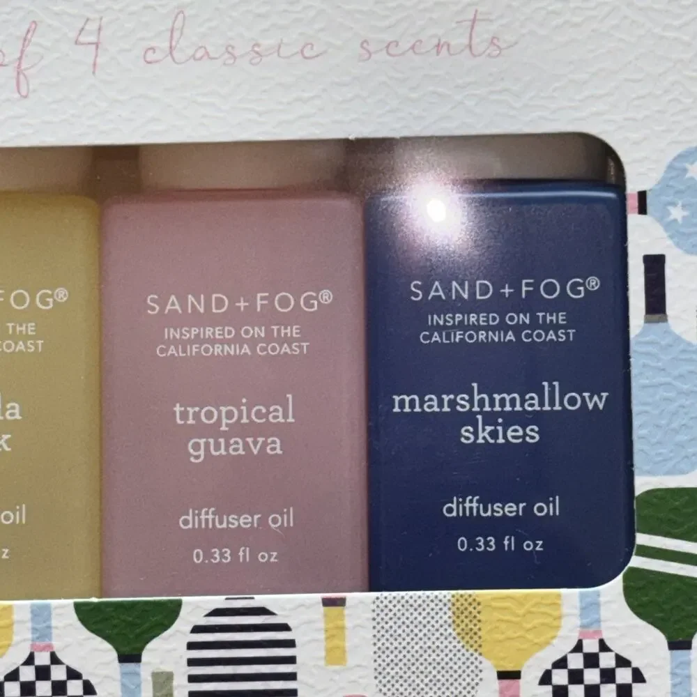 Sand + Fog Fragrance Diffuser Oil 4 Pk Guava Marshmallow Skies Honey Vanilla